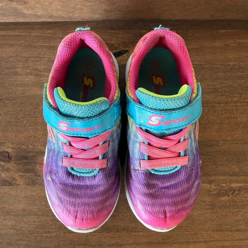 Lot of 2 Kids Sneakers Size 11 New Balance 530 & Skechers Sport Rainbow Shoes